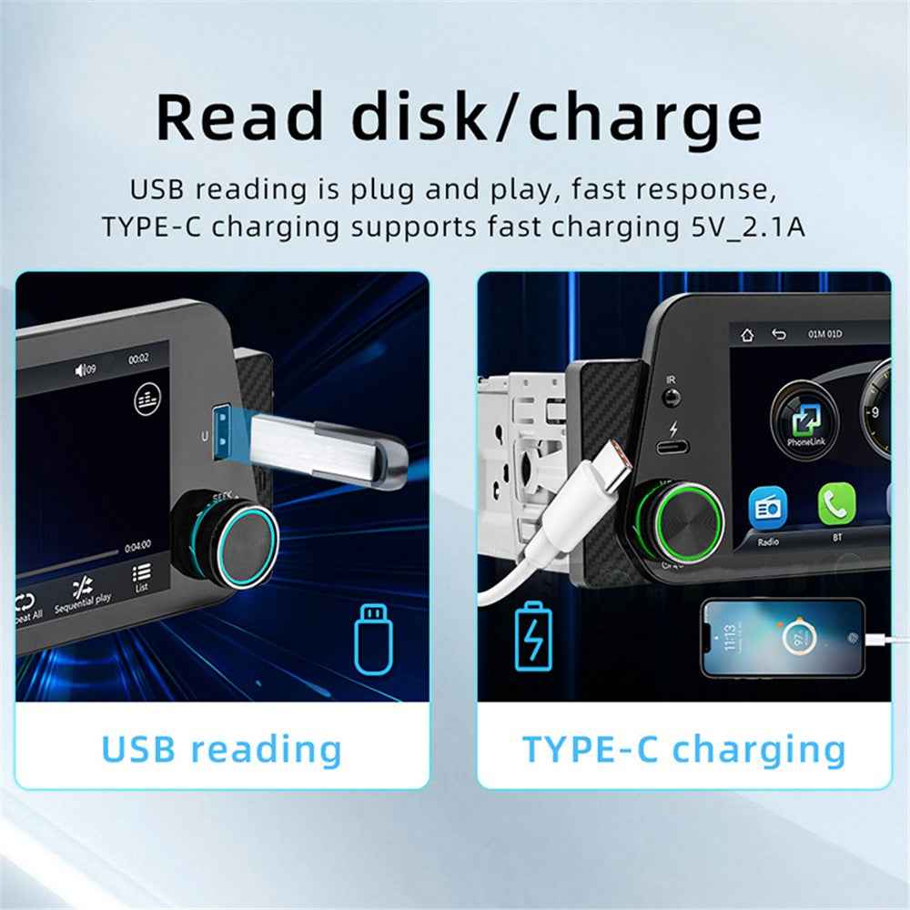 F152W 5-inch Car MP5 Player Wireless CarPlay Android Auto Reverse Image Display