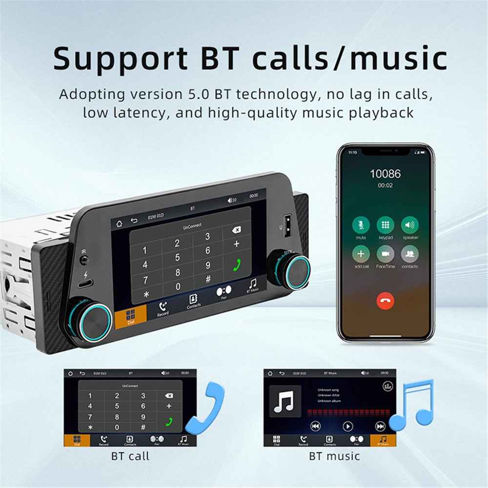 F152W 5-inch Car MP5 Player Wireless CarPlay Android Auto Reverse Image Display