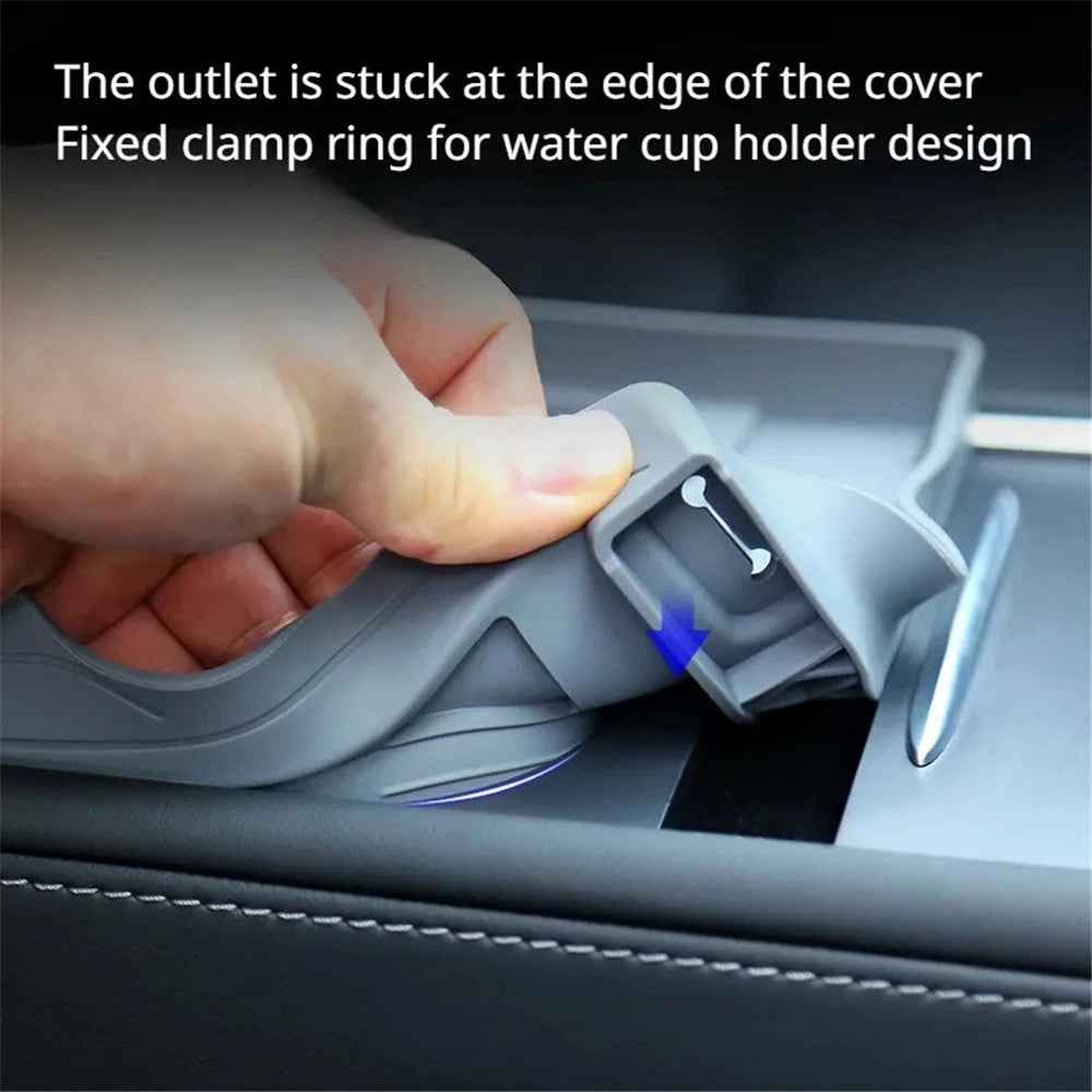 For Tesla Model 3 / Y Cup Holder Center Console Glasses Card Storage Tray - Grey