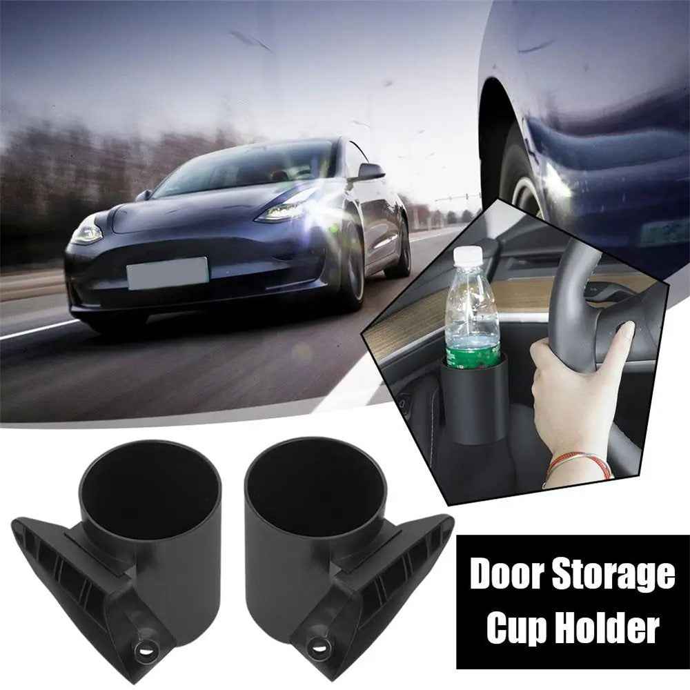 ALZH070 2Pcs For Tesla Model 3  /  Y Car Door Cup Holder Drink Storage Box