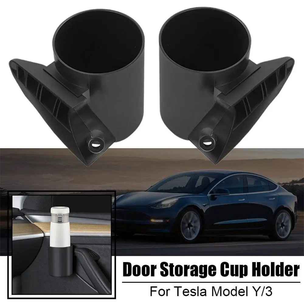 ALZH070 2Pcs For Tesla Model 3  /  Y Car Door Cup Holder Drink Storage Box