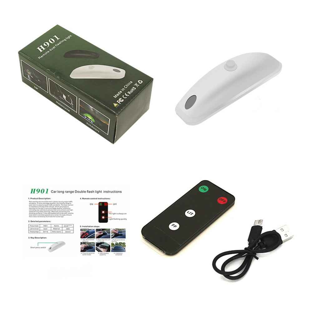 H901 1Pc Car Roof Warning Light Remote Control Vehicle Green Laser Lamp - White
