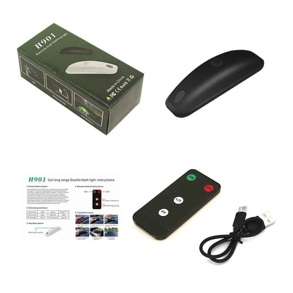 H901 1Pc Car Roof Warning Light Remote Control Vehicle Green Laser Lamp - Black
