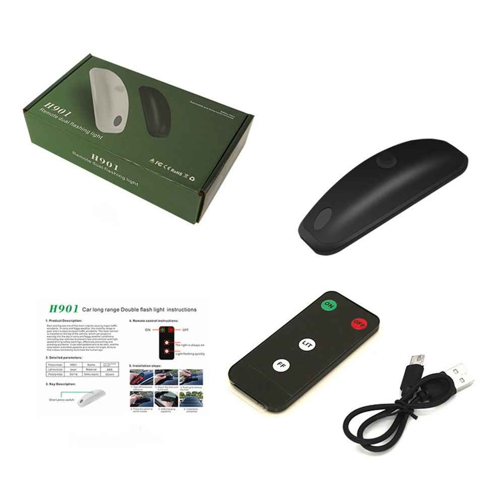 H901 2Pcs Remote Control Car Roof Warning Light Waterproof Green Laser Lamp - Black
