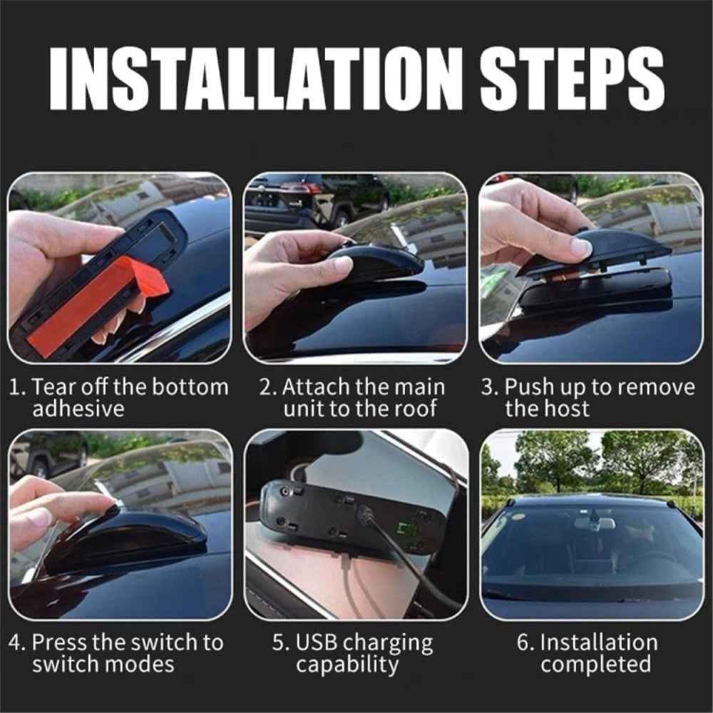 H901 2Pcs Remote Control Car Roof Warning Light Waterproof Green Laser Lamp - White