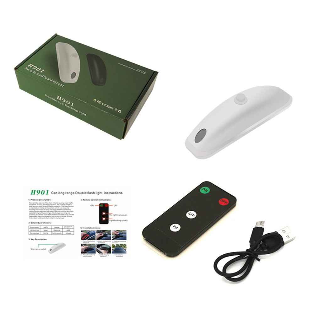 H901 2Pcs Remote Control Car Roof Warning Light Waterproof Green Laser Lamp - White