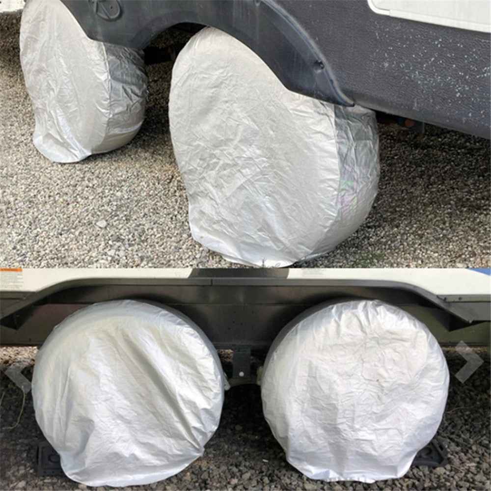 4PCS SUV 83-89CMx34CM Wheel Dust Cover Oxford Cloth Car Tire Sleeve Bag - Silver