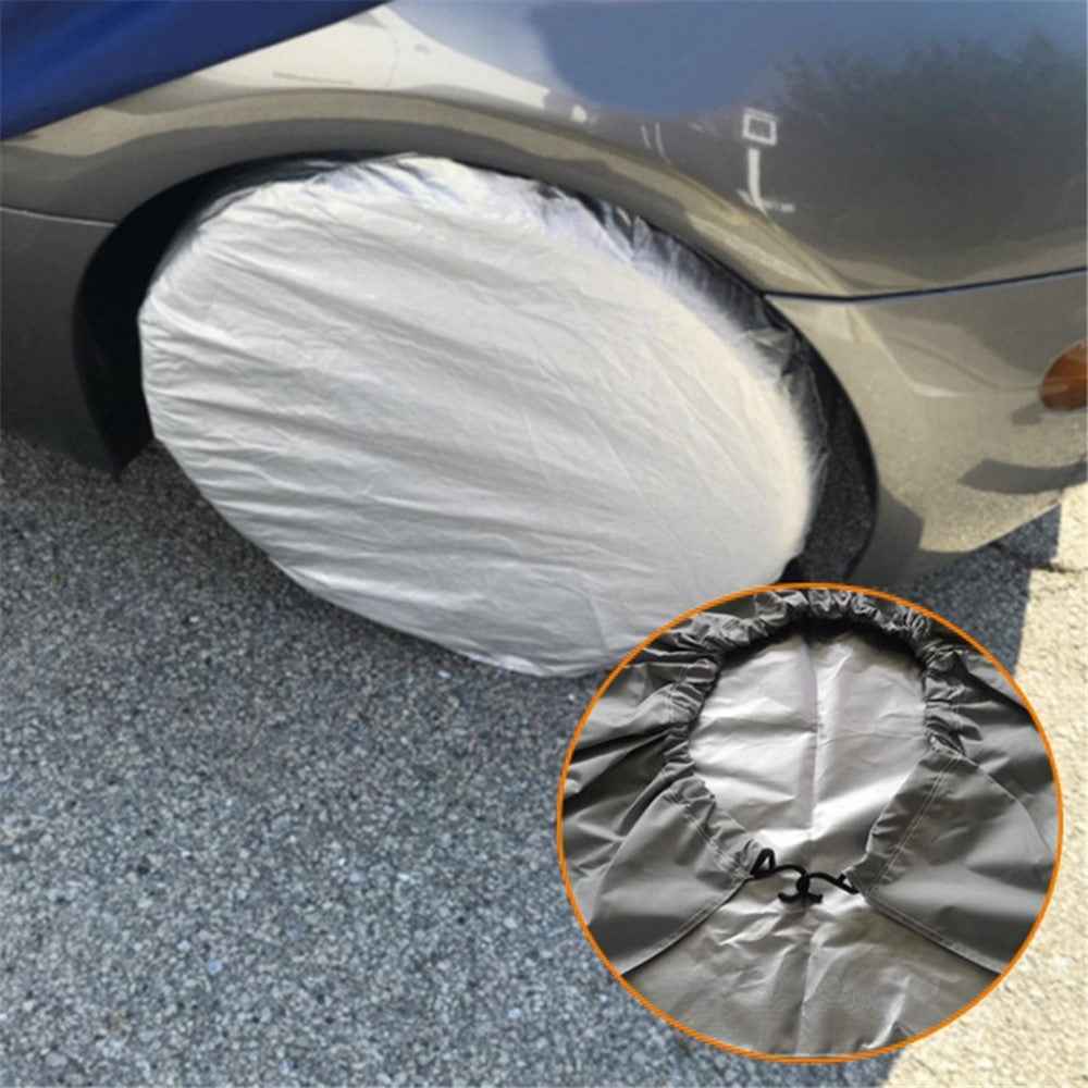 4PCS SUV 83-89CMx34CM Wheel Dust Cover Oxford Cloth Car Tire Sleeve Bag - Silver