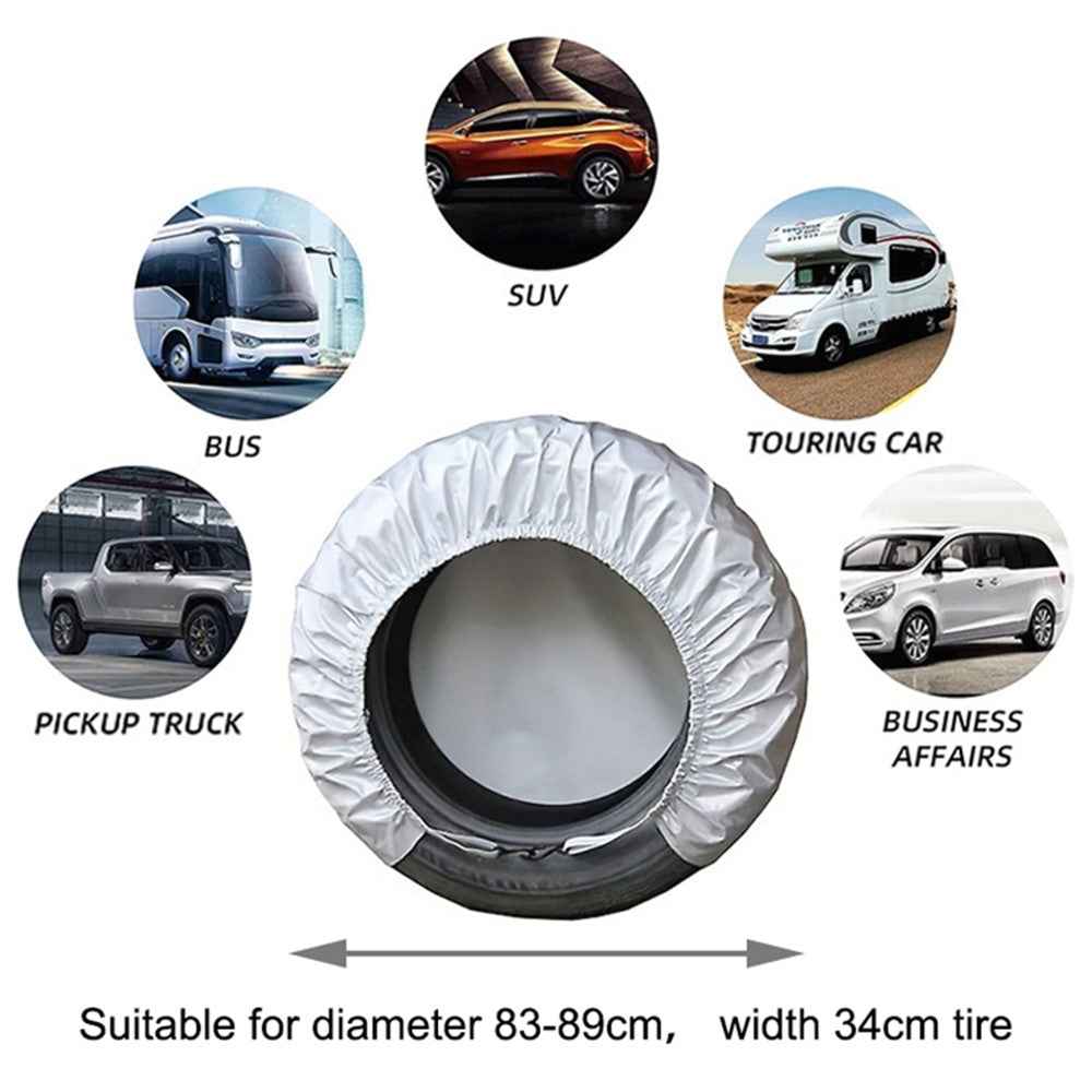 4PCS SUV 83-89CMx34CM Wheel Dust Cover Oxford Cloth Car Tire Sleeve Bag - Black