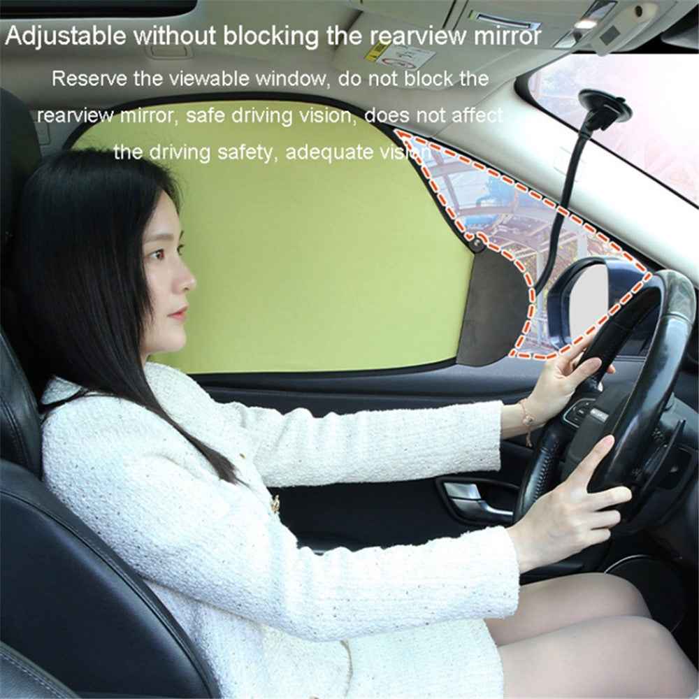 Car Window Sun Shade UV Protection Adjustable Auto Window Shade with Suction Cup - Green