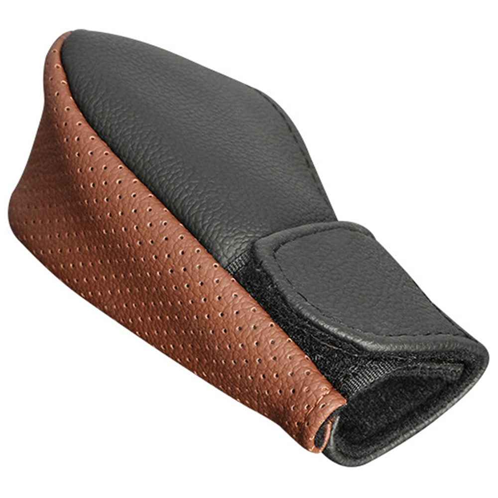 Universal Car Gear Shift Knob Cover Anti-slip PU Leather Protective Cover - Black+Brown