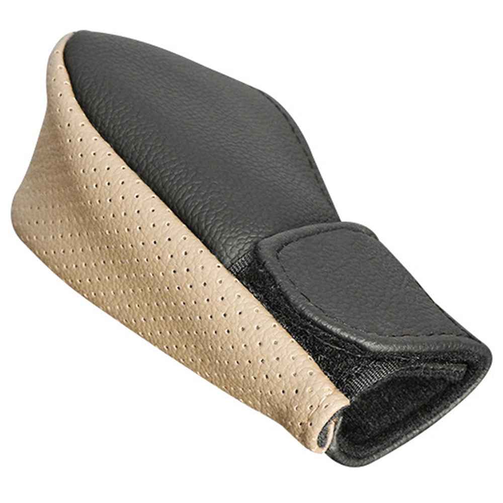 Universal Car Gear Shift Knob Cover Anti-slip PU Leather Protective Cover - Black+Beige