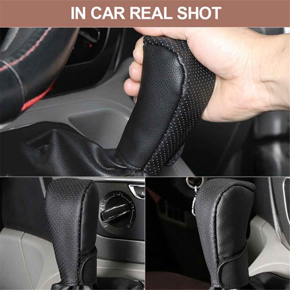 Universal Car Gear Shift Knob Cover Anti-slip PU Leather Protective Cover - Black