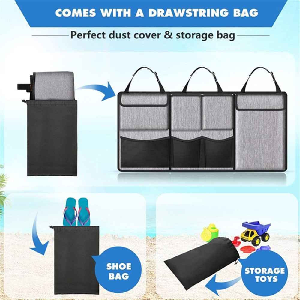 Car Hanging Rear Seat Trunk Storage Bag - Oxford Cloth Hanging Organizer - Grey