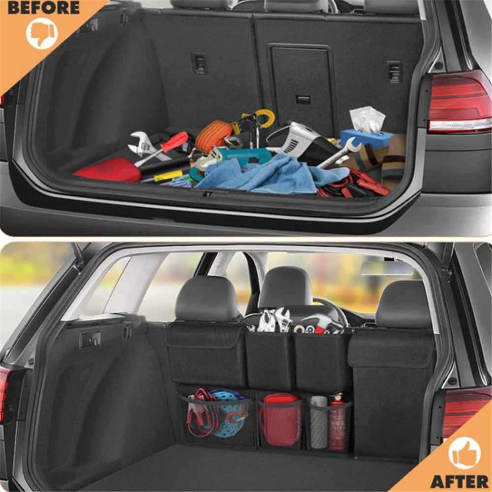 Car Hanging Rear Seat Trunk Storage Bag - Oxford Cloth Hanging Organizer - Black