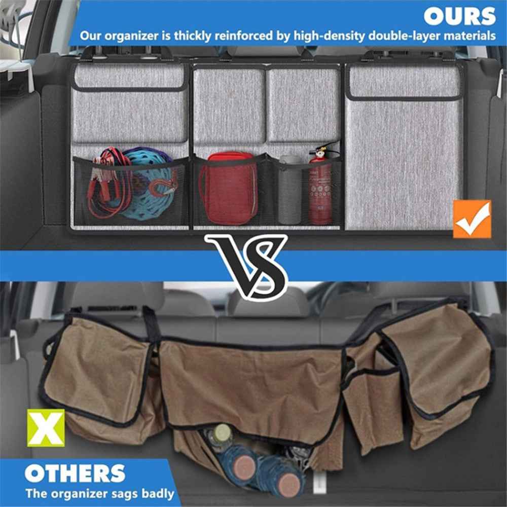 Car Hanging Rear Seat Trunk Storage Bag - Oxford Cloth Hanging Organizer - Black