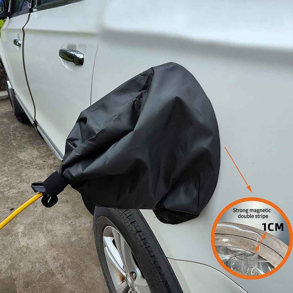 XNY-2021 Electric Car Charger Magnetic Rain Cover Charging Gun Waterproof Cover, Size L - Black
