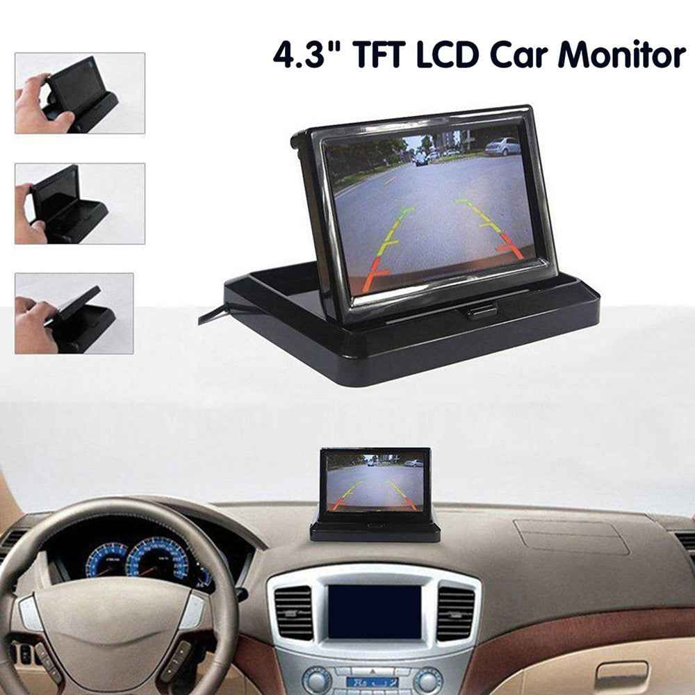 RH-315 4.3-inch Folding Car Backup Monitor with License Plate Backup Camera Set 2.4G Wireless Connection