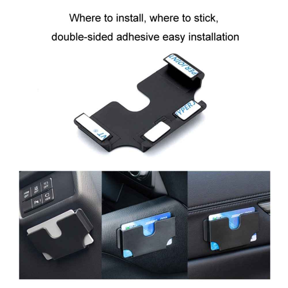 Car Sun Visor Organizer Elastomer Plastic Self Adhesive Card Holder Storage Case
