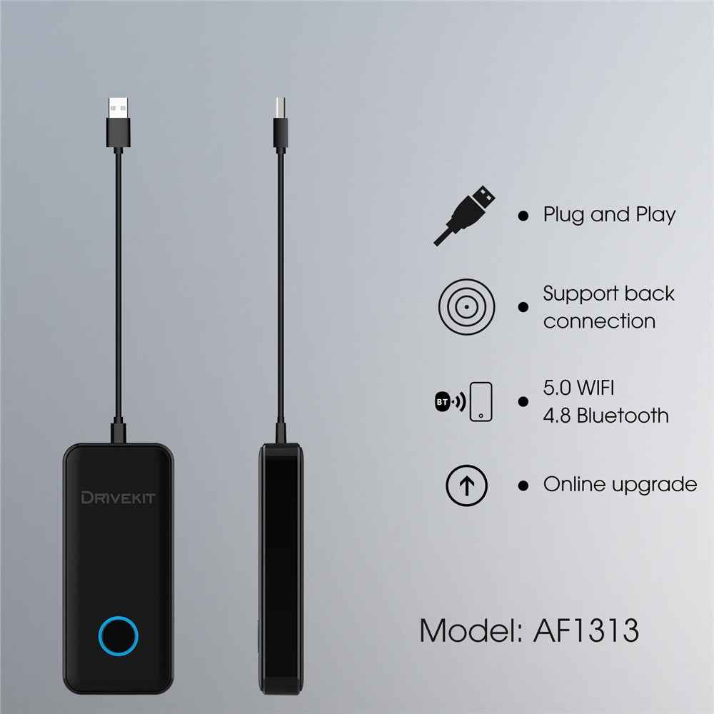DRIVEKIT AF1313 Bluetooth-compatible CarPlay Wireless Adapter Convert Wired to Wireless Carplay Box