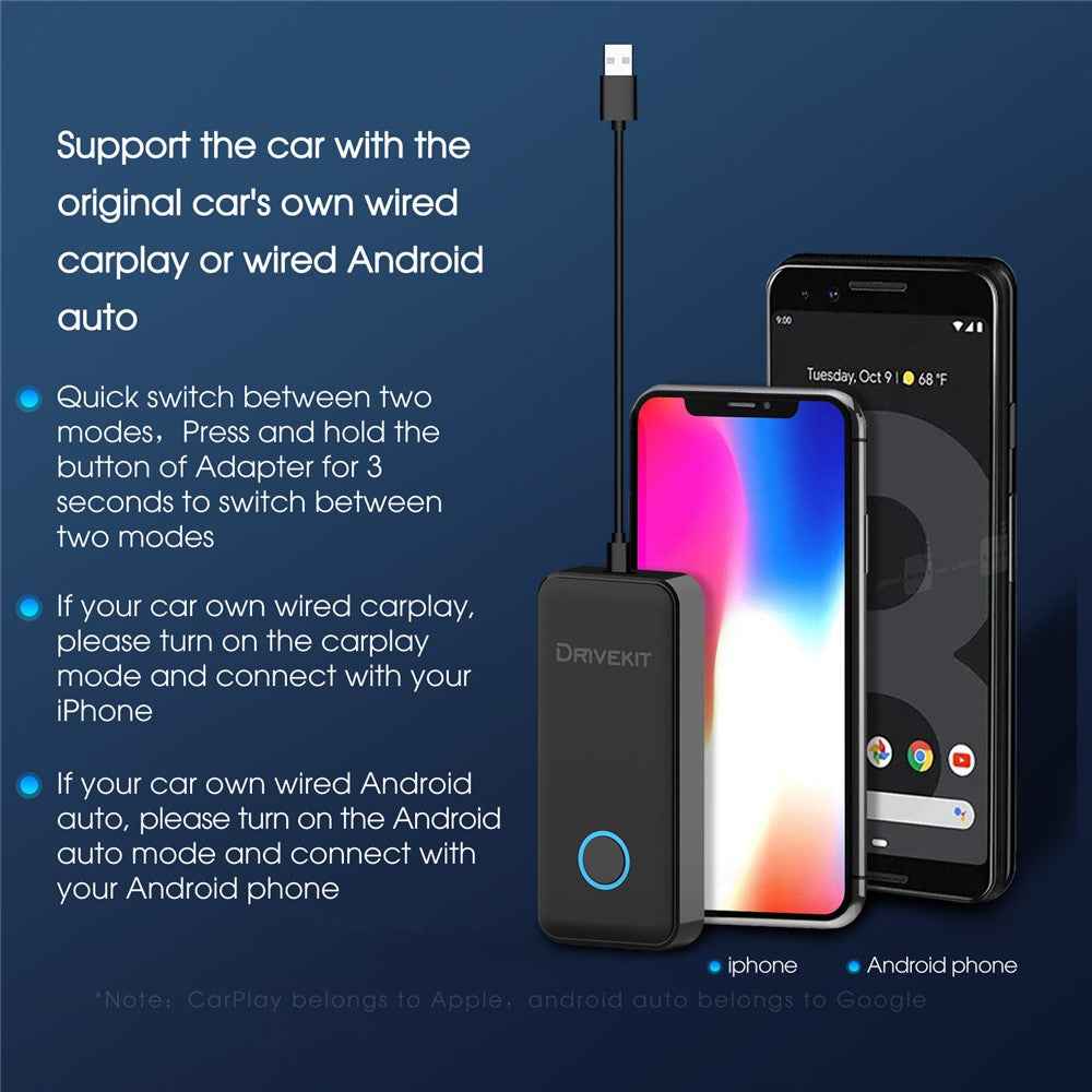 DRIVEKIT AF1313 Bluetooth-compatible CarPlay Wireless Adapter Convert Wired to Wireless Carplay Box