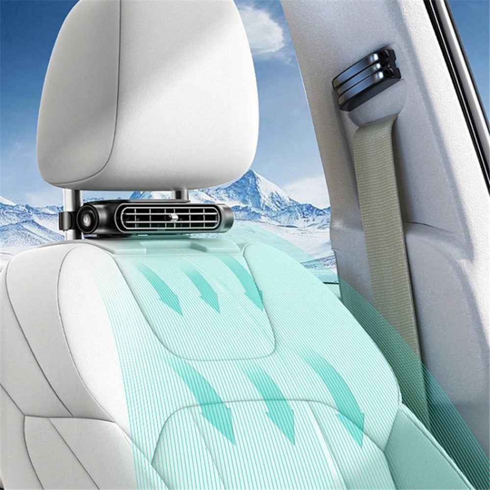 CF03 Car Seat Turbine Fan USB Plug-in 3 Wind Speed Vehicle Seat Headrest Mount Cooling Fan - Black