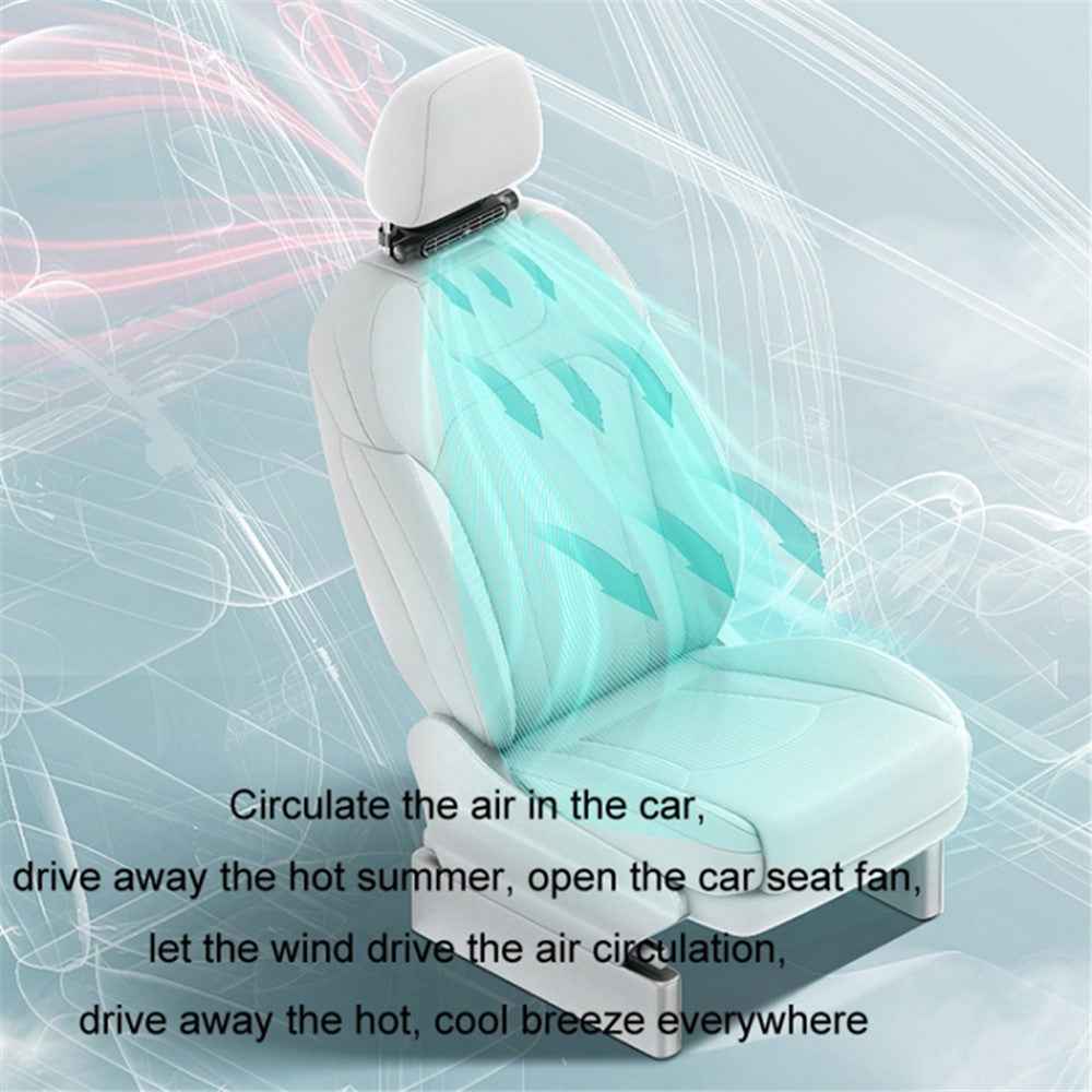 CF03 Car Seat Turbine Fan USB Plug-in 3 Wind Speed Vehicle Seat Headrest Mount Cooling Fan - Black
