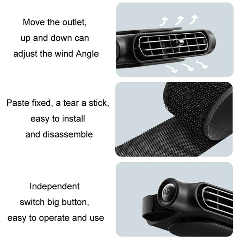 CF03 Car Seat Turbine Fan USB Plug-in 3 Wind Speed Vehicle Seat Headrest Mount Cooling Fan - White