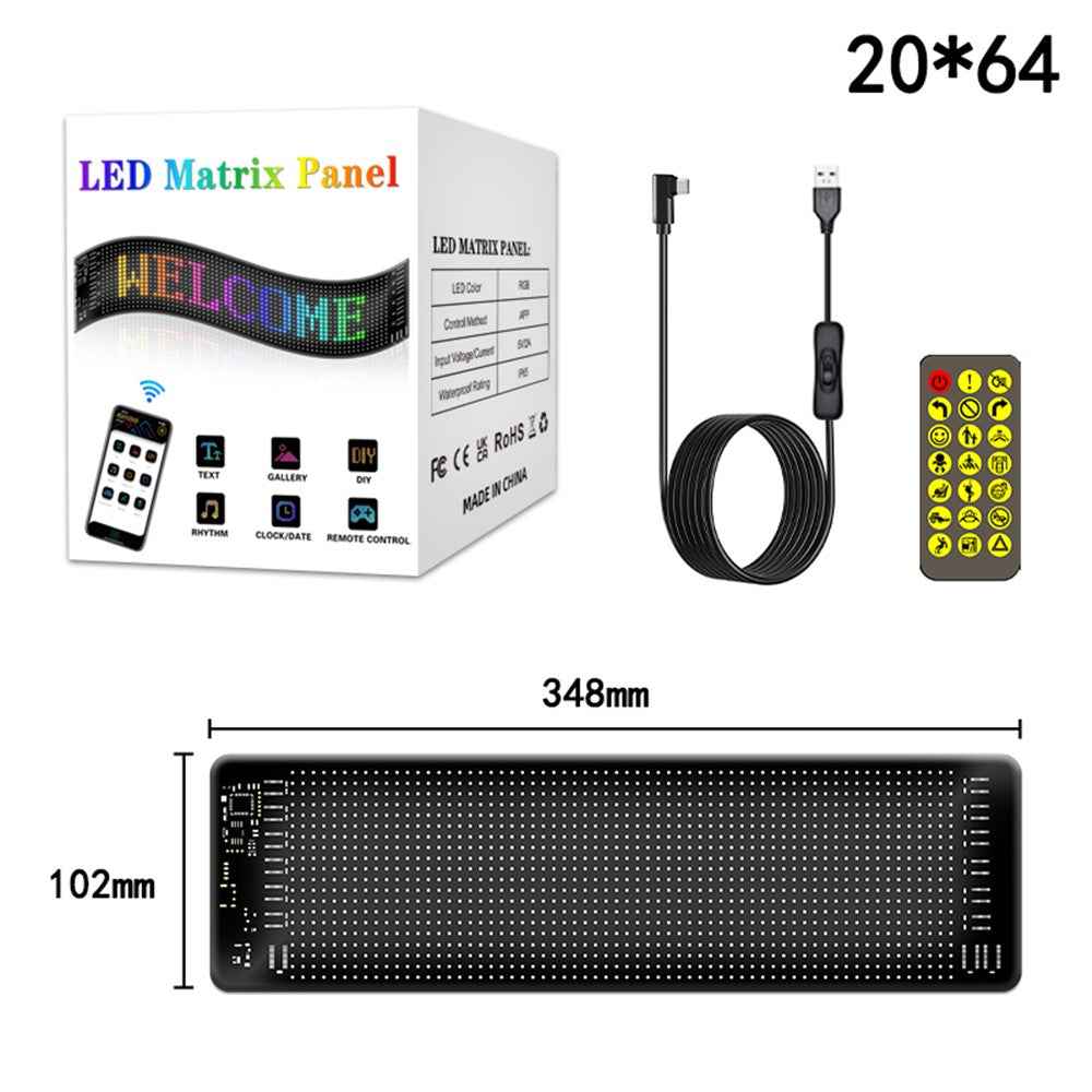 RP1035R Rounded Corners Car Rear Windshield DIY Advertising Screen Bluetooth-compatible APP Control LED Matrix Display Screen