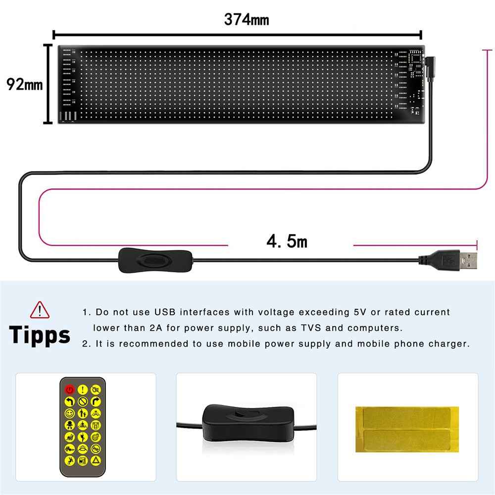 RP937 Car Rear Windshield Flexible LED Screen Display Message Scrolling Sign APP Control