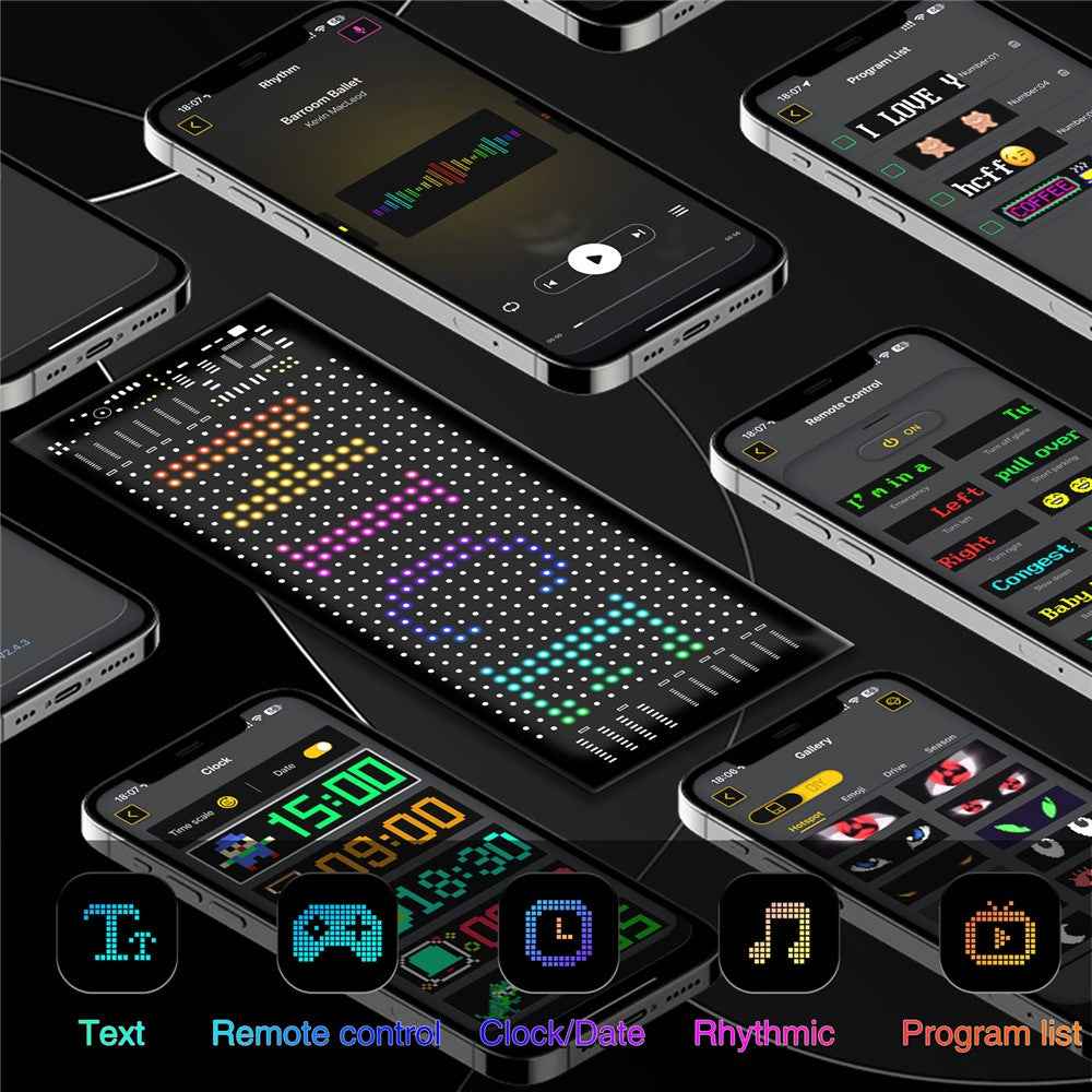 RP717 70x173mm Flexible LED Matrix Panel Waterproof Bluetooth-compatible APP Control Car Sign