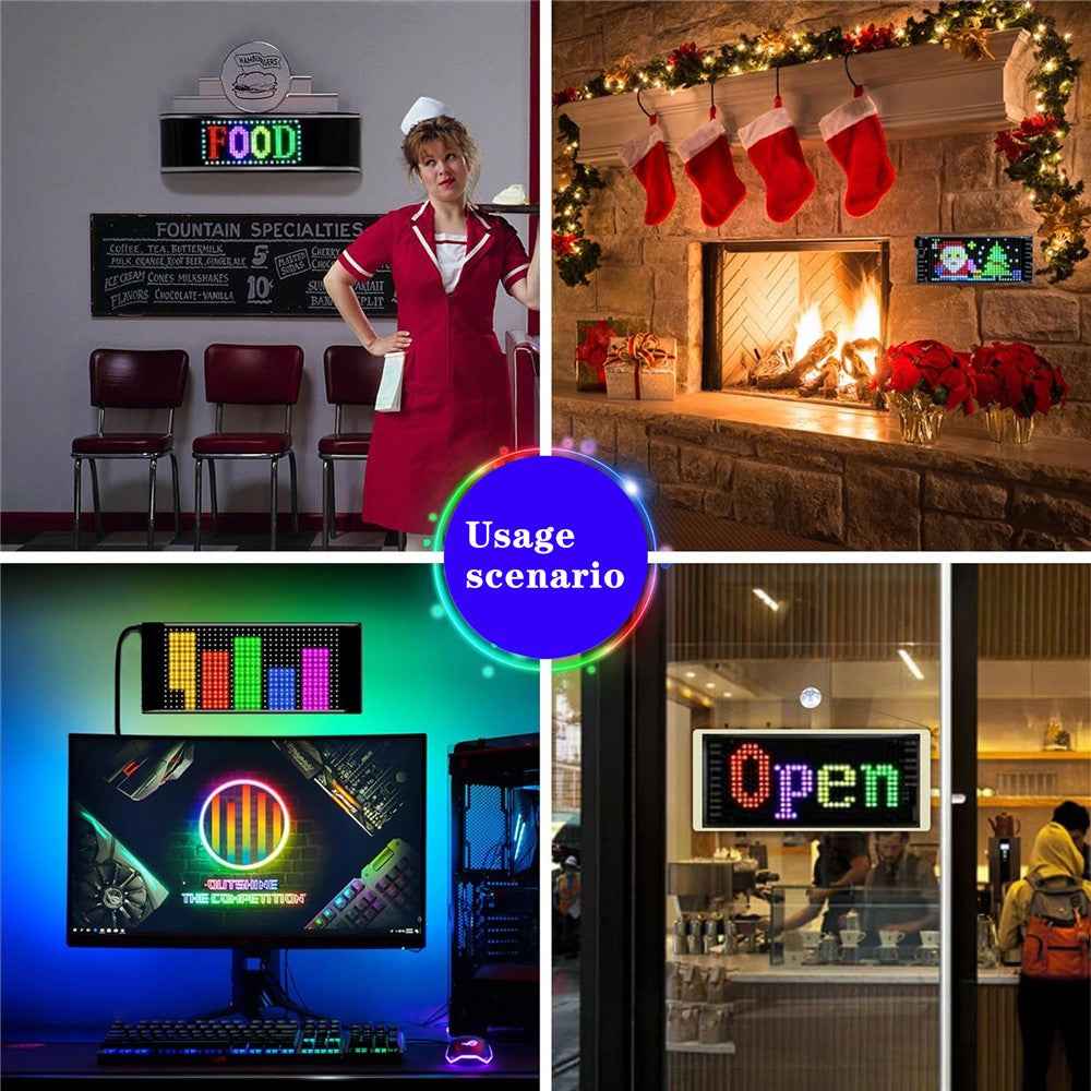 RP717 70x173mm Flexible LED Matrix Panel Waterproof Bluetooth-compatible APP Control Car Sign
