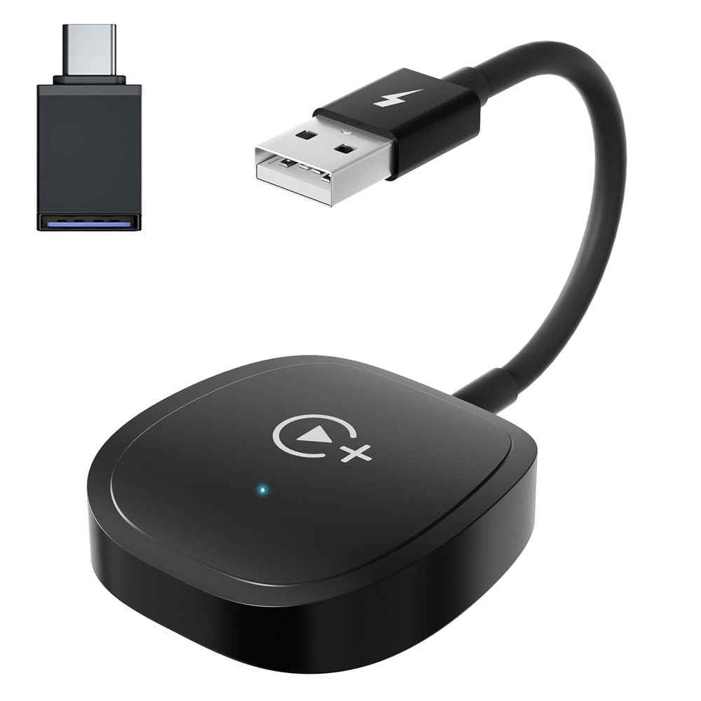 020-7+ Wireless Video / Car Play Adapter Car System Wired to Wireless Car Player Supports YouTube / Netflix / TikTok - Black