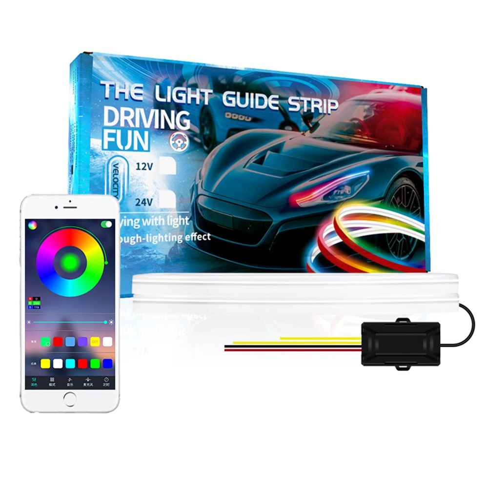 D06-24 2Pcs 60cm Bluetooth-compatible APP Control Car LED Strip Lights for 24V Vehicles