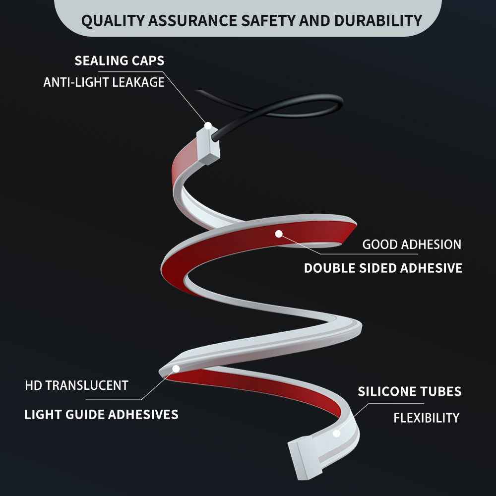 D06-24 2Pcs 60cm Bluetooth-compatible APP Control Car LED Strip Lights for 24V Vehicles