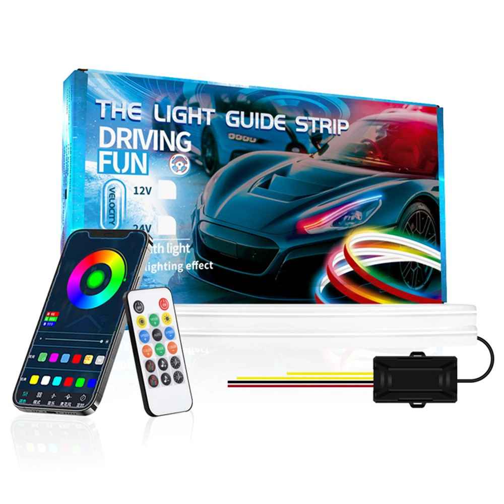 DR06-12 2PCS Bluetooth-compatible APP LED Strip Lights Colorful Car Decoration Lamps with Remote Control