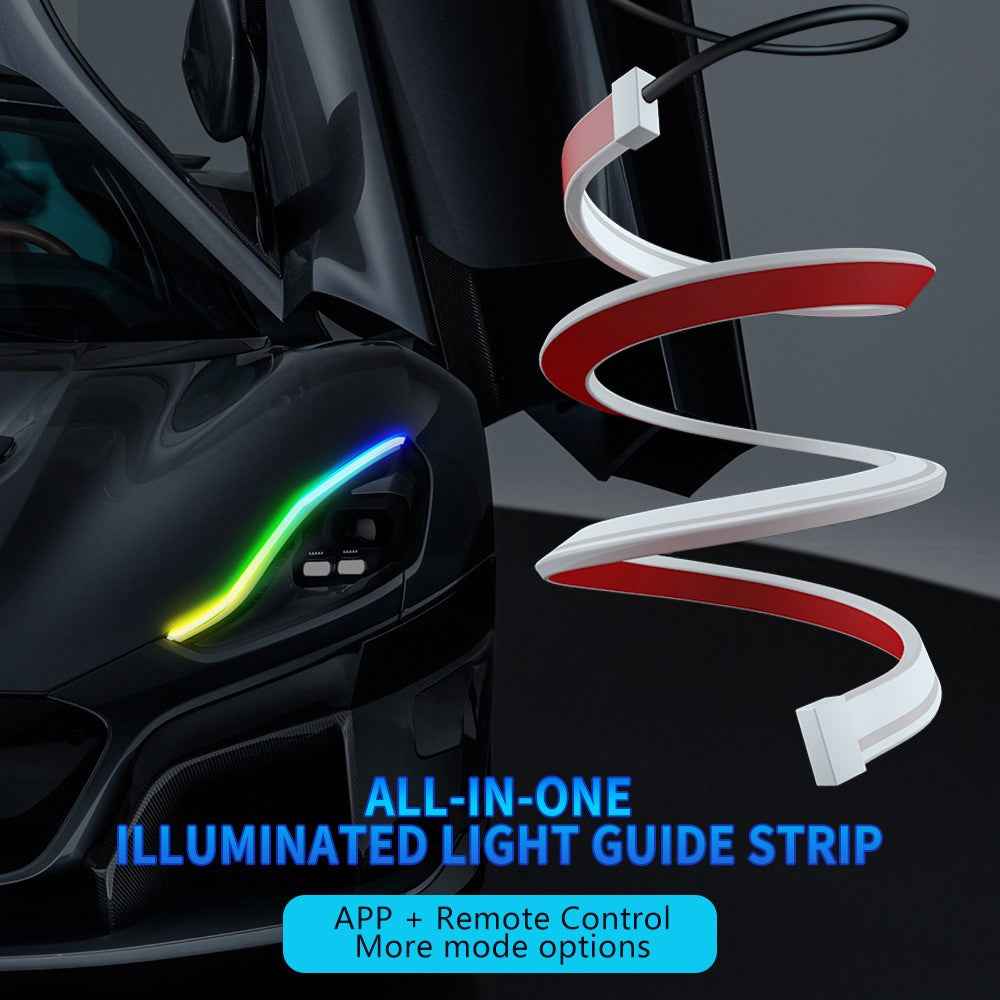DR06-12 2PCS Bluetooth-compatible APP LED Strip Lights Colorful Car Decoration Lamps with Remote Control