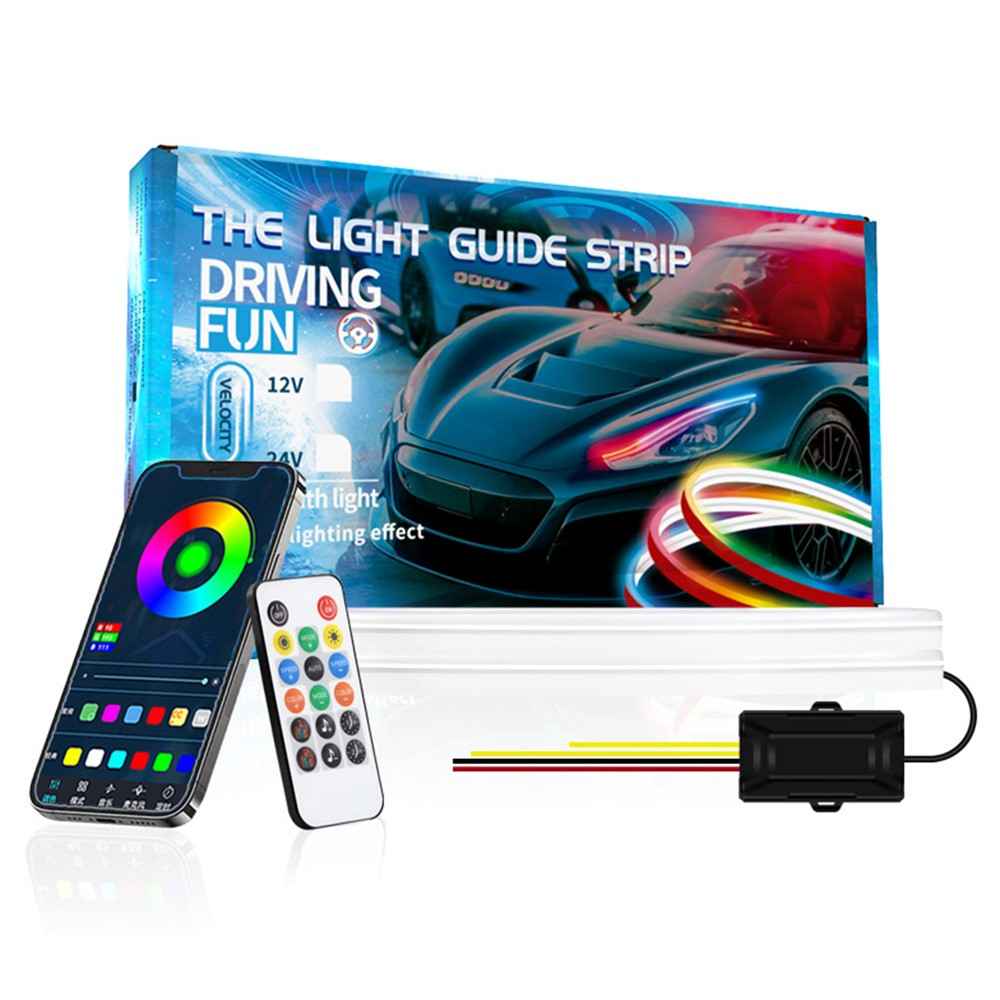 D06-24 2Pcs For 24V Vehicles 60cm LED Illuminated Light Guide Strip, APP + Remote Control