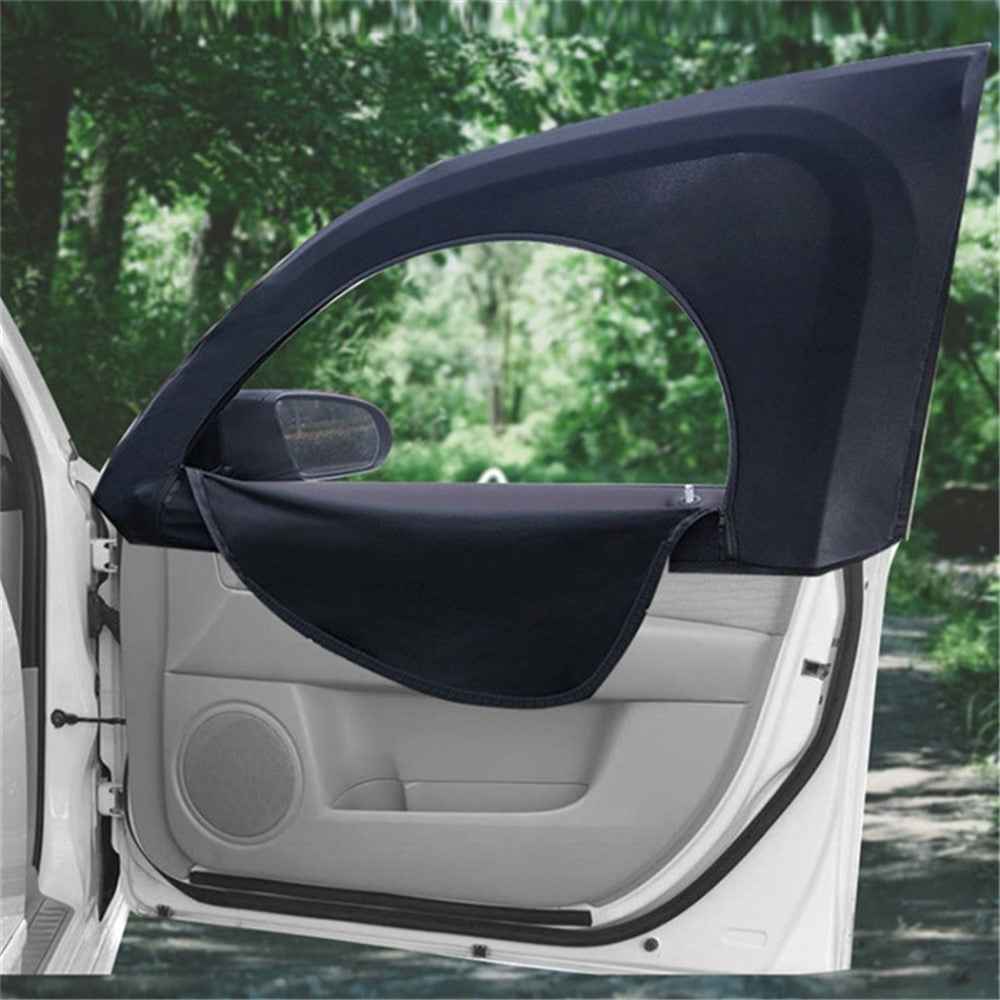 2Pcs Car Side Window Sunshades Stretchable Mesh Curtains Blocking Mosquito (Driver Side+Passenger Side)