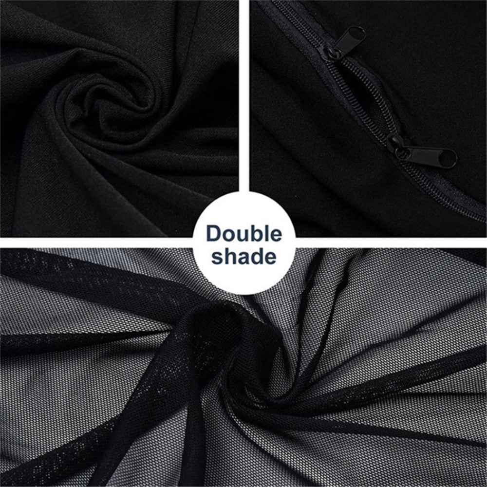 Left+Right Car Rear Window Mesh Curtain Anti-mosquito Sun Shade Window Curtain with Zipper Opening
