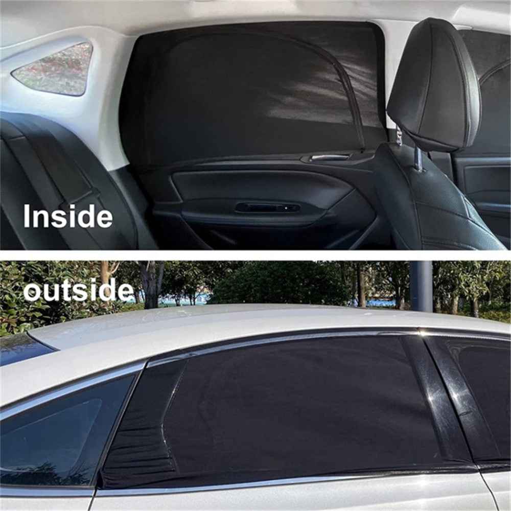 Left+Right Car Rear Window Mesh Curtain Anti-mosquito Sun Shade Window Curtain with Zipper Opening