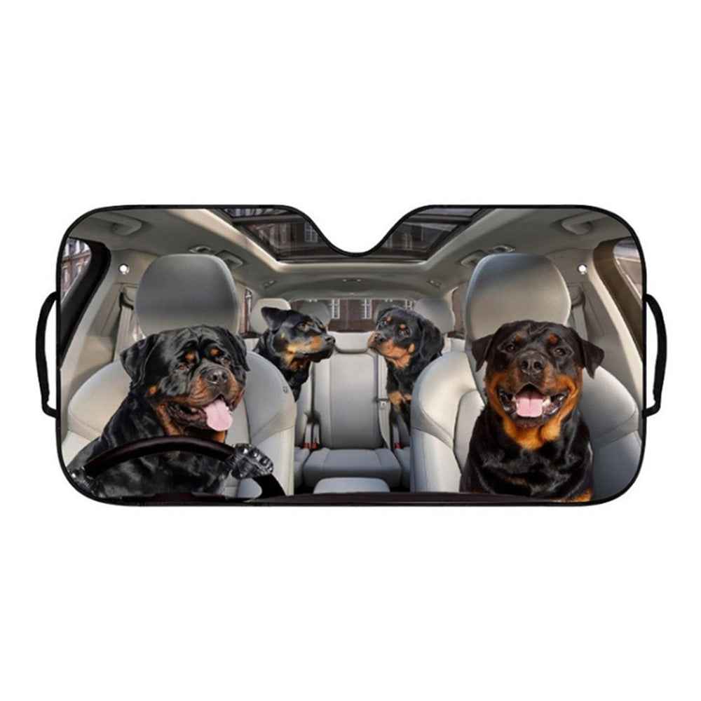 70x138cm Car Windshield Sunshade Patterns Print UV Protection Front Window Sun Shade - Black Dog