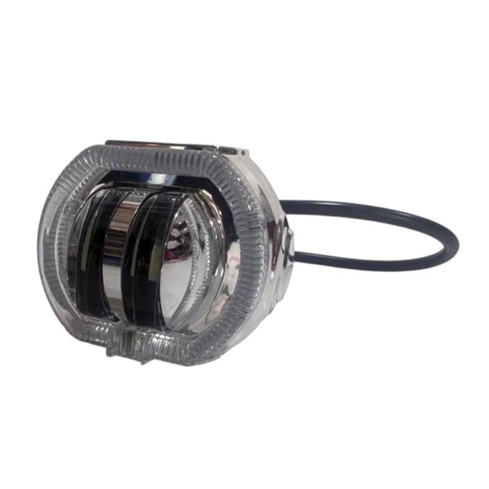 Motorcycle Modified LED Headlight Dual Aperture Motorbike Spotlight - Ice Blue+Red