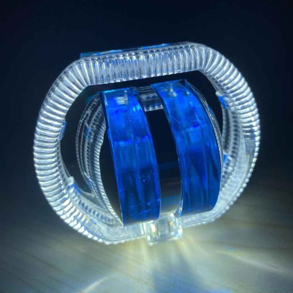 Motorcycle Modified LED Headlight Dual Aperture Motorbike Spotlight - White+Blue