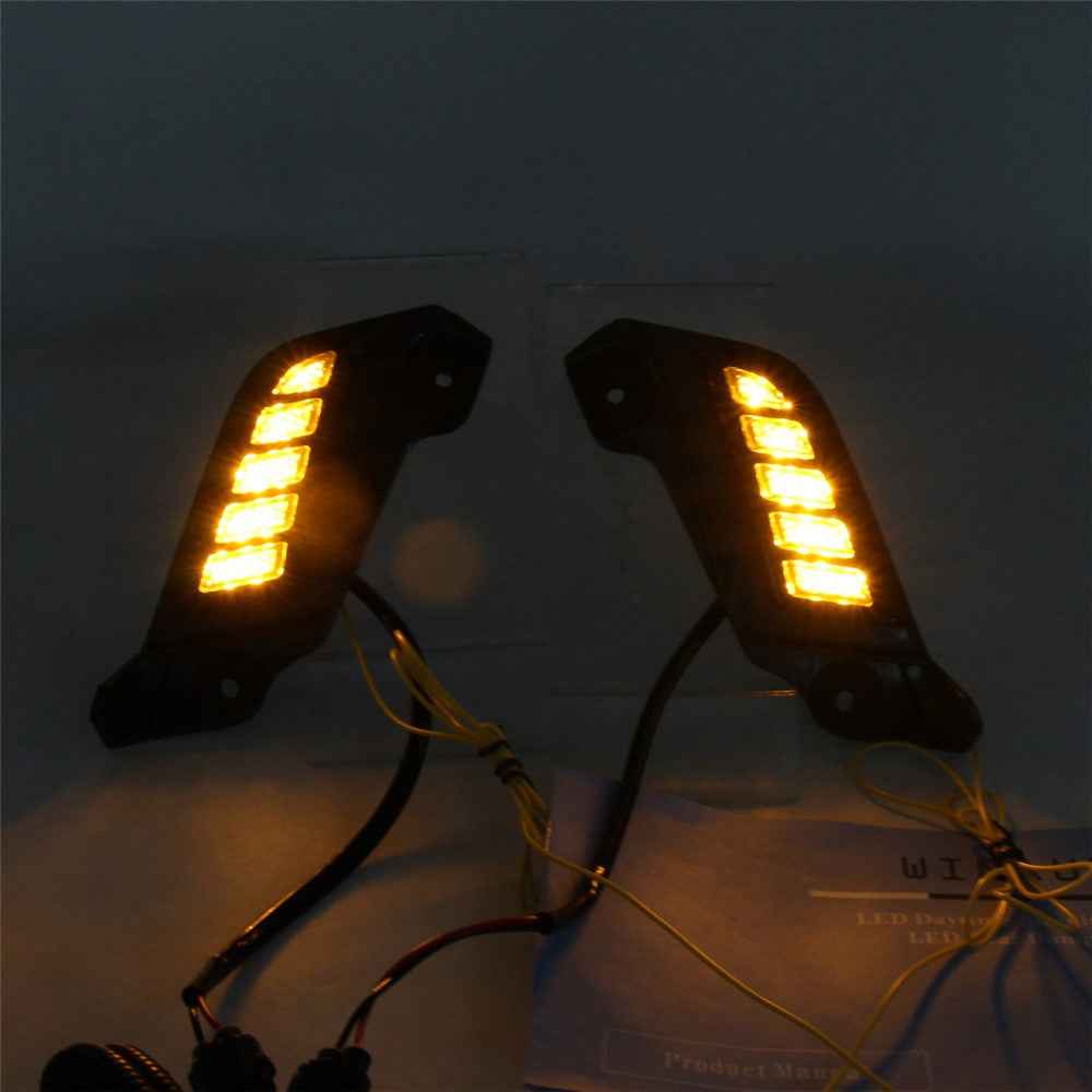 For Toyota Tacoma 2011-2015 1 Pair Car DRL Light Waterproof White+Yellow LED Turn Signal Lamp