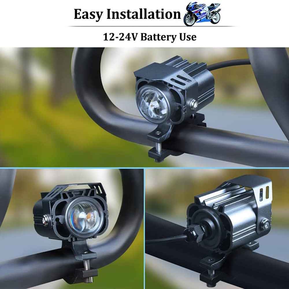 12-85V Motorcycle Electric Bike Yellow+White LED Light Waterproof Super Bright Spotlight