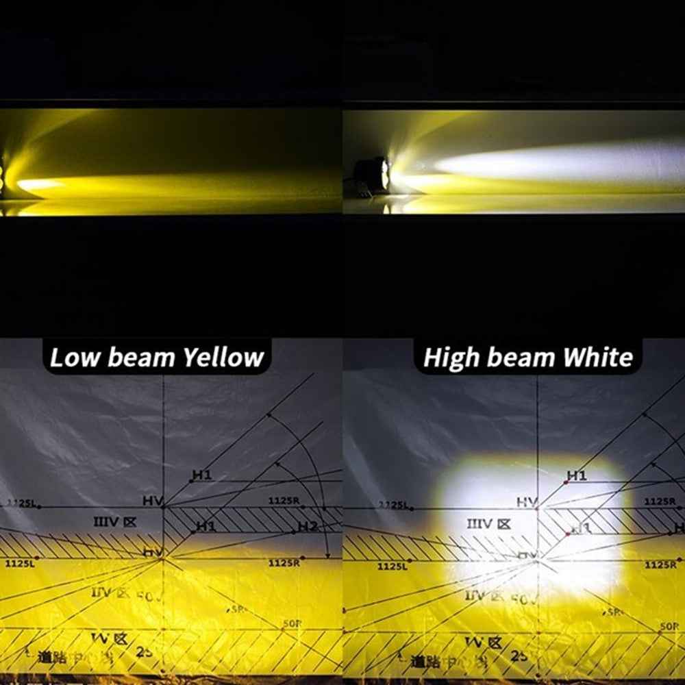JP-V69 Motorcycle Off-Road Vehicle LED Spotlight Yellow+White Strobe Red+Blue Warning Headlight