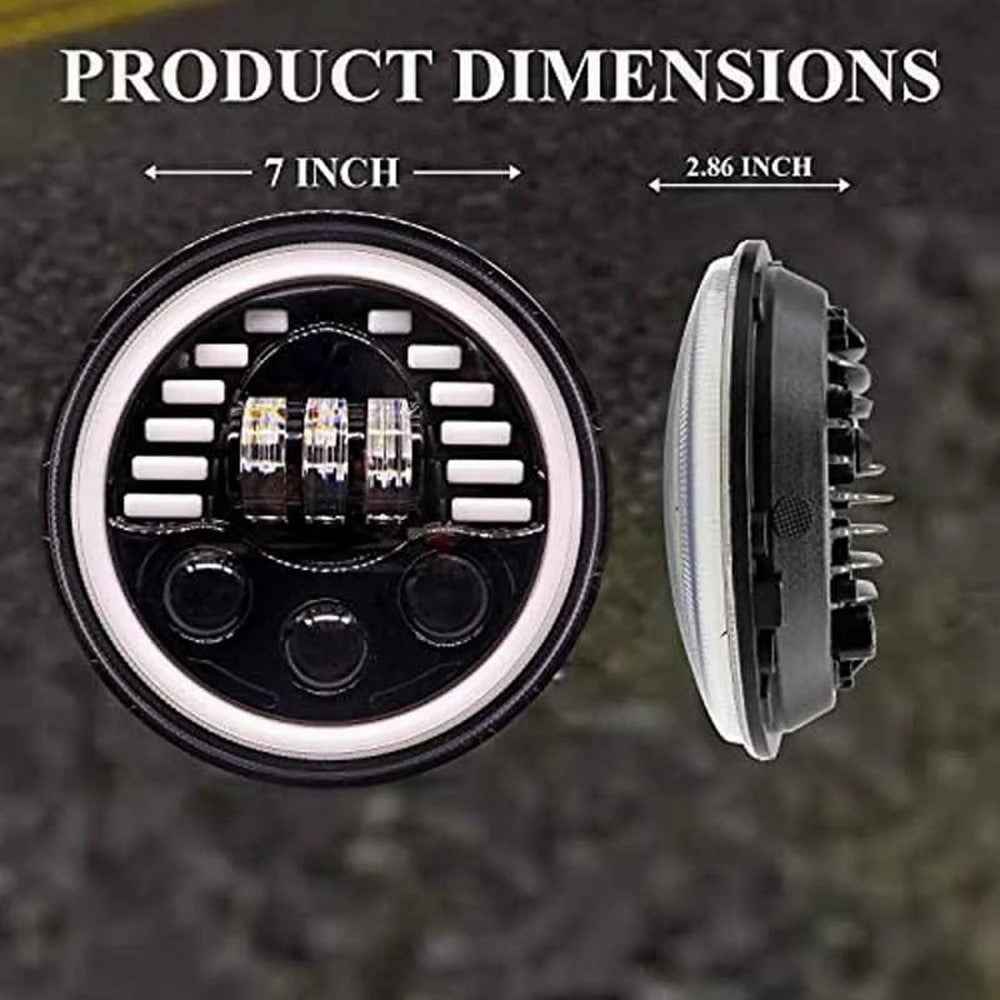 7-inch Car SUV Off-Road Motorcycle High Low Beam Light Halo Angel Eyes LED Round DRL Turn Signal Light