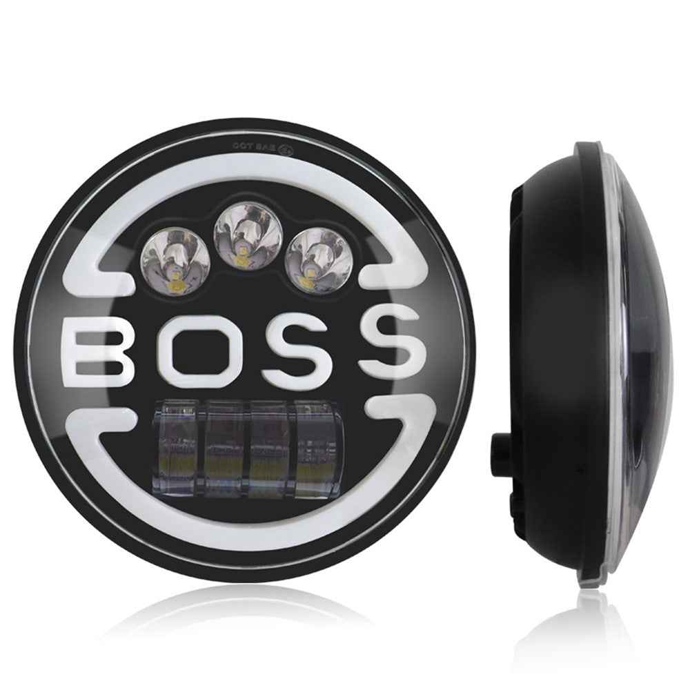 7-inch for Wrangler Harley Motorcycle Boss Headlight High Low Beam Circle Angel Eye LED Headlight