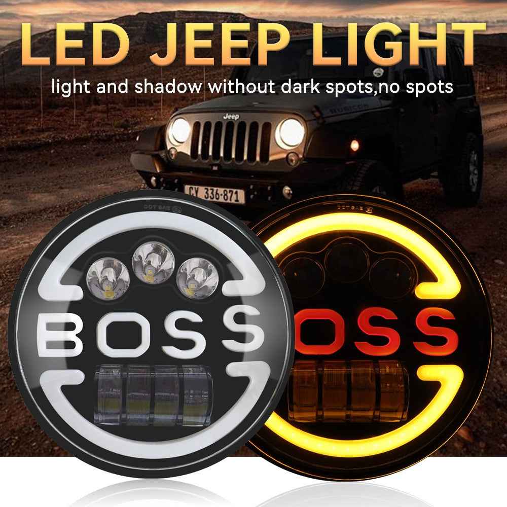 7-inch for Wrangler Harley Motorcycle Boss Headlight High Low Beam Circle Angel Eye LED Headlight